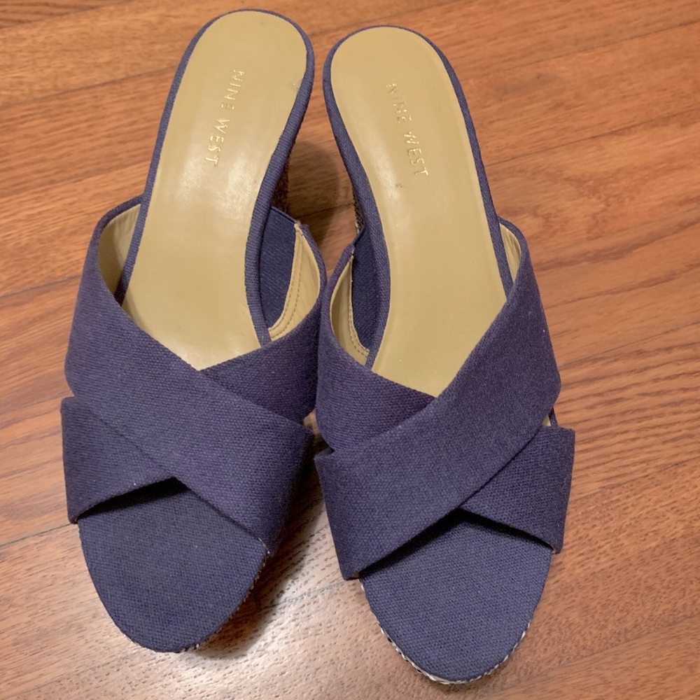 navy blue leather espadrilles